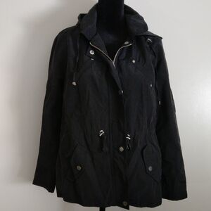 Charter Club Black Hooded Jacket Water Resistant
